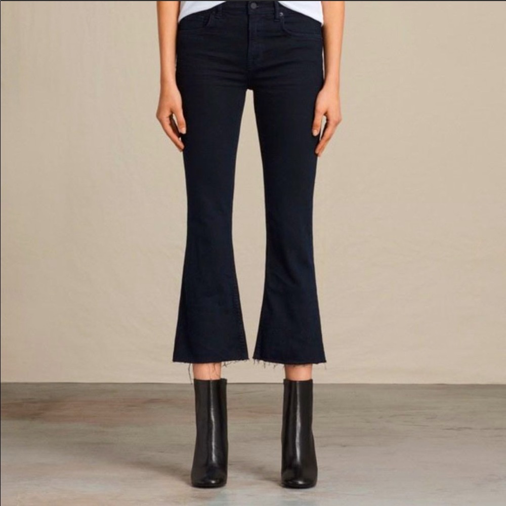 All Saints Heidi Cropped Flare Black Jeans